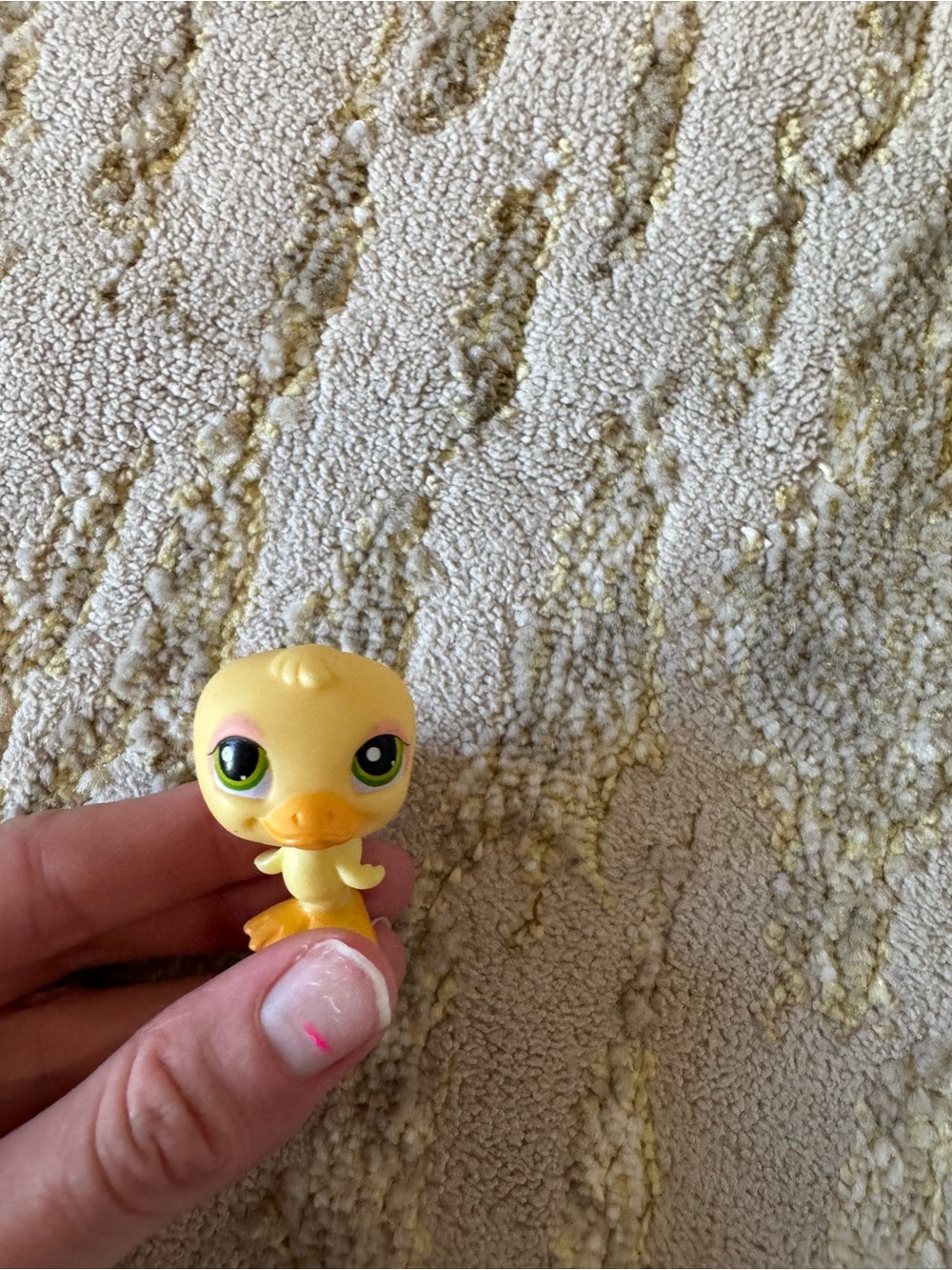 Littlest Pet Shop Yellow Duck Figurine with Green Eyes